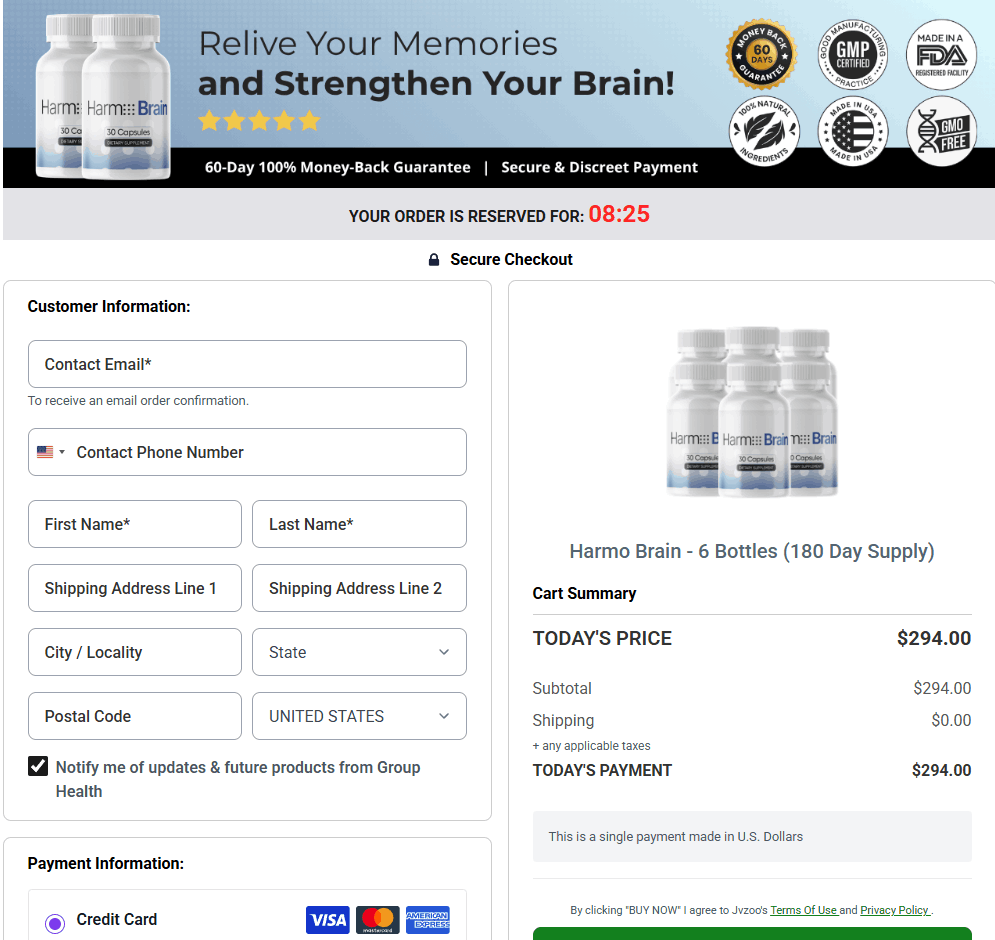 Harmo Brain Checkout Page
